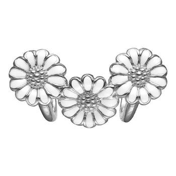 Christina Collect 925 Sterling Silver White Marguerites Trinity Three fine daisies with white enamel, model 630-S116White